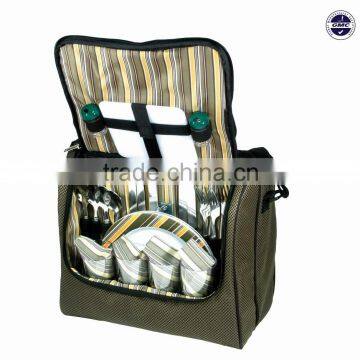 1200D polyester two compartment messenger style picnic cooler bag
