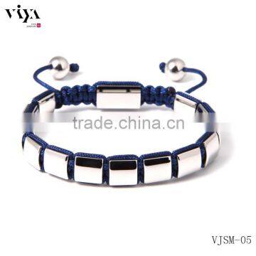 steel color square round beads bracelet handmade jewelry small moq accept corrosion engraving logo accessories