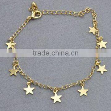 Fashionable original design gold plated with stars charm chain anklet