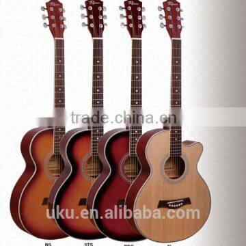 38 inch jumbo wholesale cheap cutaway basswood acoustic guitars for kids