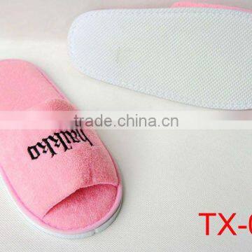 Open toe comfortable terry slipper/pink cotton/TX041