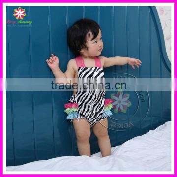 Wholesale fashion sunsuit bubble satin zebra baby rompers