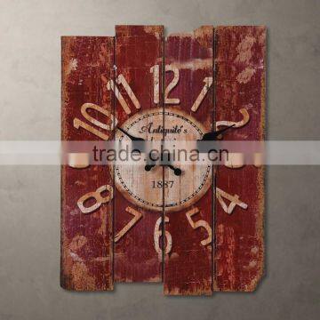 Oblong decorative wall clock made of wood