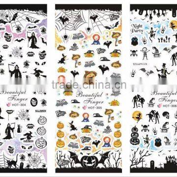 Halloween Nail Art Water Transfer Flower Bow Design Nail Sticker Decals DIY Foils