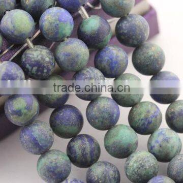 2.0mm Large Hole Hot Selling Round Matte Chrysocalla Gemstone Loose Beads Approximate 15.5 Inch