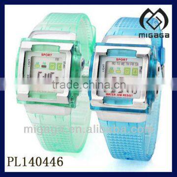 multi color transparent plastic case watch multifunctional electronic transparent plastic watch