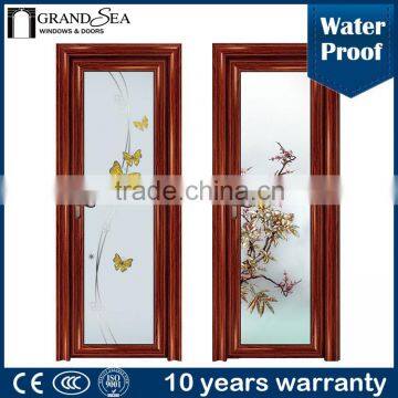 Waterproof Frosted Custom Swing Aluminium Glass Bathroom Door Wooden Corlor for Villa Quality Choice photo-6