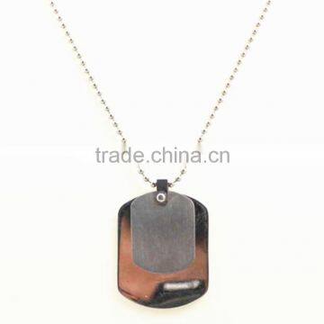 Stainless steel matte and high polish double pendant necklace engravable