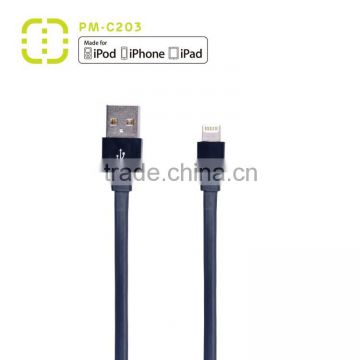 customized mfi flat charging cable with ABS housing