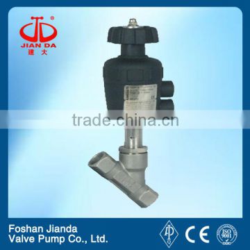 Pneumatic angle seat valve with handwheel/pneumatic control valves