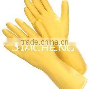 yellow flock line latex glove