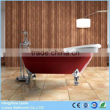 Red antique acrylic clawfoot bathtub