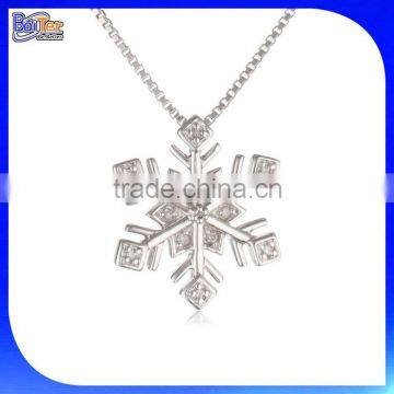 Alibaba Express 18'' 925 Stering Silver Diamond Snowflake Pendant Necklace With Diamond