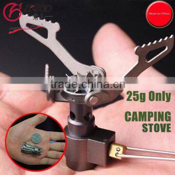 2016 hot sale utralight 25g titanium camping stove mini camping gas stove portable mini gas stove