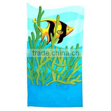 Delicate fish printed cotton beach towel