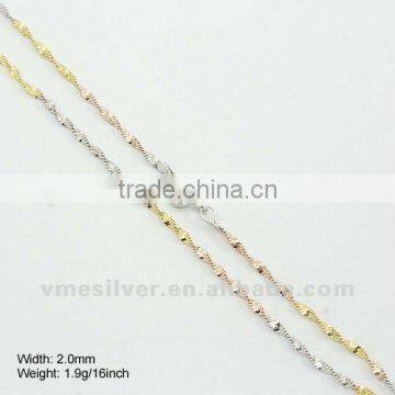 [DSC05842] 925 Silver Chains, Three Colors Daul-Wave Chain