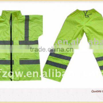 Fluorescence-green waterproof reflective suit