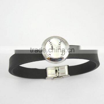 Fashion Round Silver Baseball With Silicone Band Aromatherapy Essential Oils Diffuser Locket Bangle Bracelet