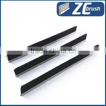 Metal channel weather strip brush