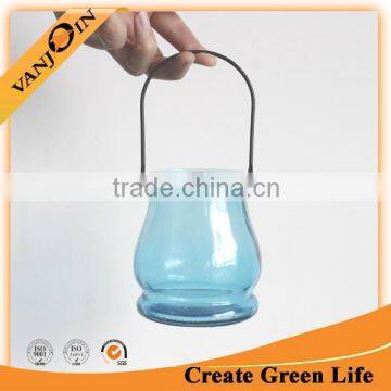 Wholesale Hanging Glass Candle Jar, Blue Painting Glass Candle Holder