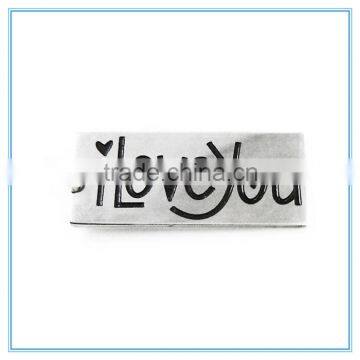 I Love You Rectangle Tag with Hearts Stainless Steel