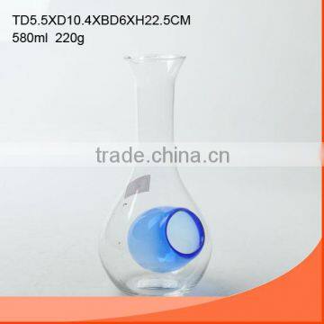 580ML GLASS WINE DECANTER WITH BLUE PAINTED CIRCLE HOLE