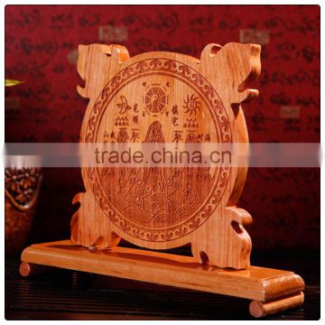 Peach wooden Shan Hai Zhen Plaque, Feng Shui Plaques