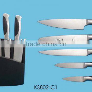 High quality cooking knives set in wooden rest