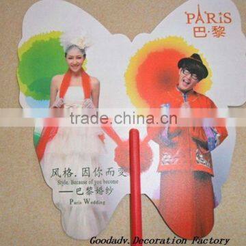 Printing pp hand butterfly fan(with butterfly shape)