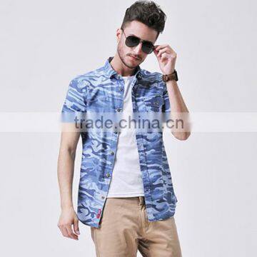 Men's Fashion Casual CAMO Design Cotton Short Sleeve Shirts