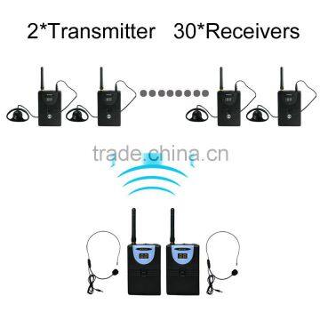 Professional Wireless Tour Guide System (2 transmitters and 30 receivers)