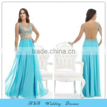 2015 Latest vestidos Evening Dress Design Summer Beaded Plus Size Long Sheer Back Party Dresses Evening Gowns