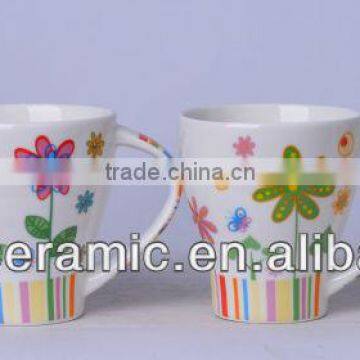 printing stripe with colorful flowers belly shaped 8oz cup mug