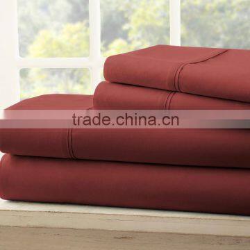 Solid Bed Sheet Fitted Sheet Pocket Bedding Polyester Cotton Choose Color & Size photo-2