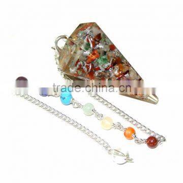 Wholesale Of Orgone Chakra Pendulum : ORGONE MULTI STONE CHAKRA CHAIN PENDULUM