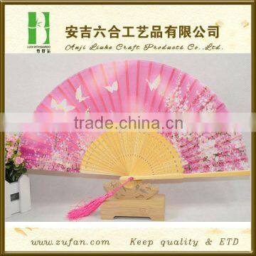 Traditional high quality silk bamboo fan with flowers and butterflies