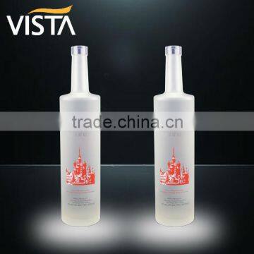 White frosted vodka glass bottle 750ml