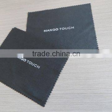 black color microfiber lens cleaning cloth with custom white printing logo