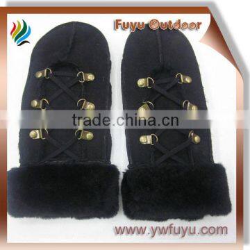 fur lined leather mittens