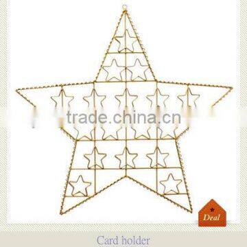 Metal hanging golden star card holder