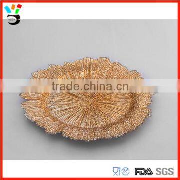 New Style Hand Made Color Electroplate Different Size Colored Snowflake Glass Plate