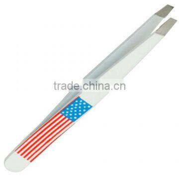 Powder Coated USA Flag Print Eyebrow Tweezers