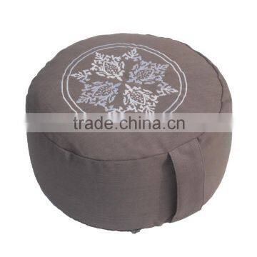 30x15cm Elegant Dark Grey Embroidered Zafu Meditation Cushion for meditation/ Yoga