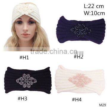 New style Women Winter Crochet Headbands-rhinestone flower crochet headband