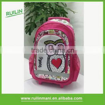 2015 Newest Fashion Owl Design Trolley Child School Bag