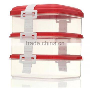 Layer Adjustable Fridge Durable Plastic Lunch Container with Carrying belt