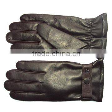 Men's cheap sheepskin leather gloves with strap silk lined