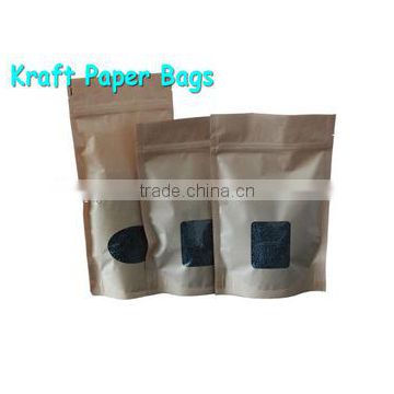 Kraft paper bag with zipper and window