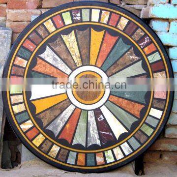 MicroMosaic Marble Stone Round Coffee Table Top