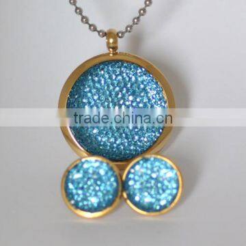 2014 New Product Blue Stainless Steel Bridal Jewelry Set BJS127